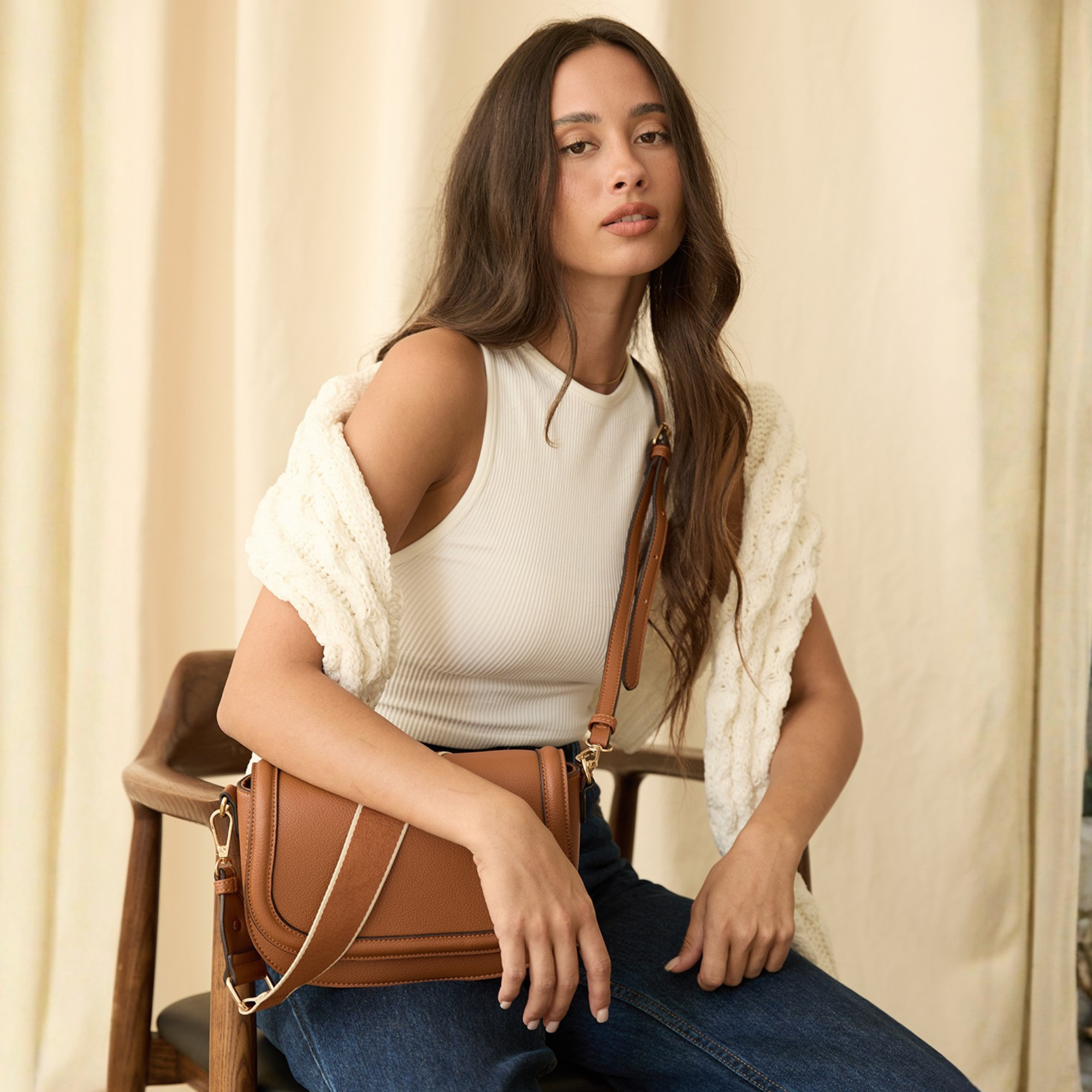 Kiana Double Strap Flap Shoulder Crossbody Bag