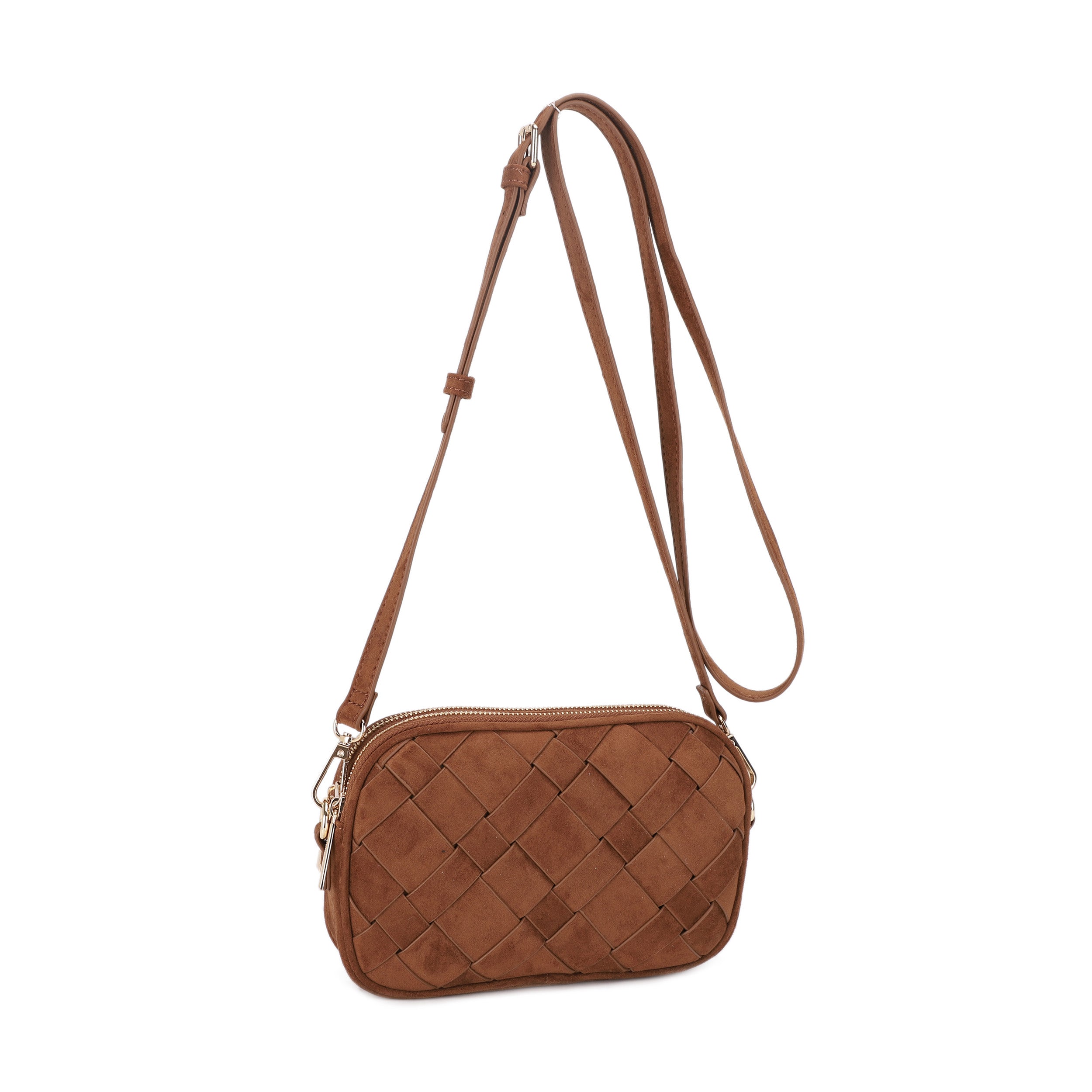 Monica Suede Woven Crossbody Bag