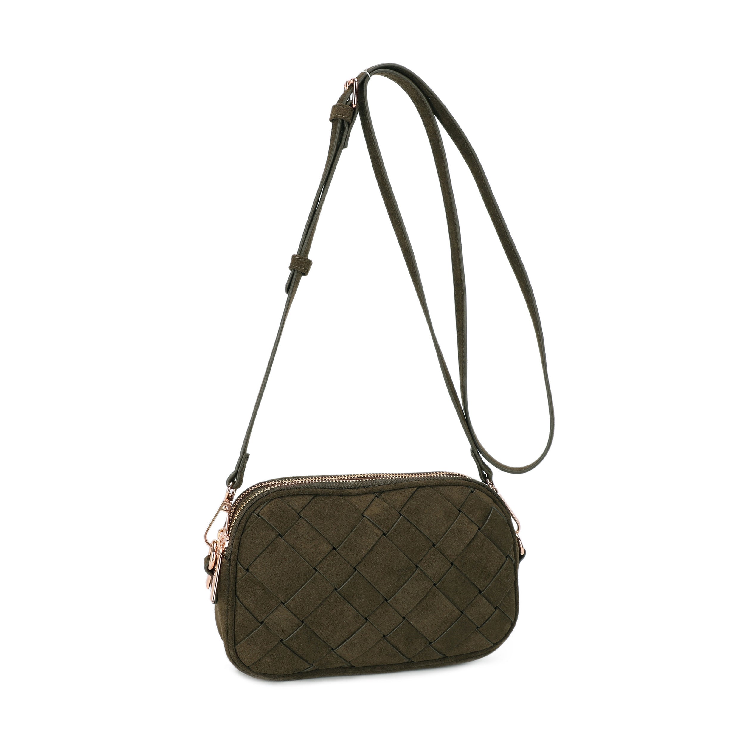 Monica Suede Woven Crossbody Bag