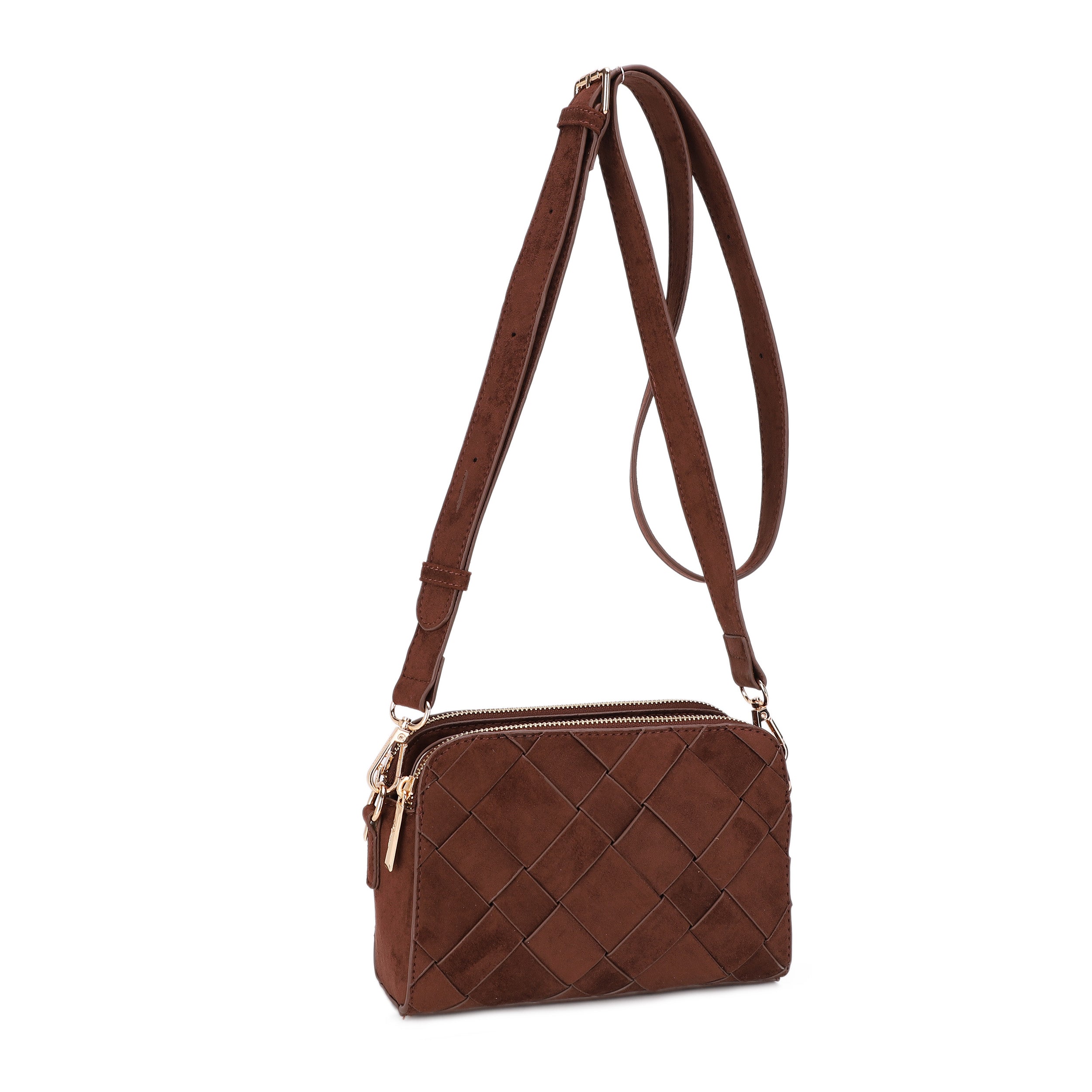 Mai Woven Suede Triple Compartment Crossbody