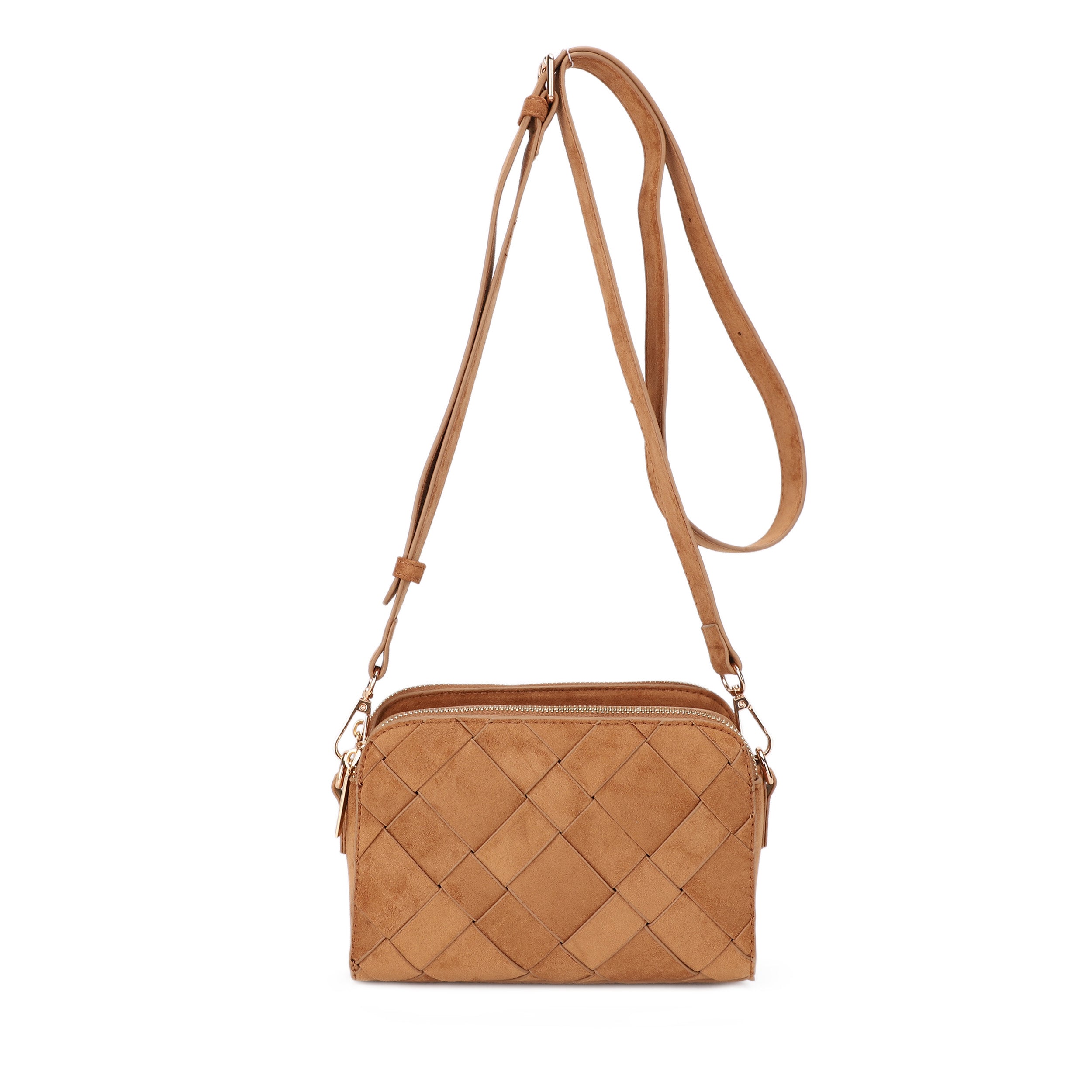 Mai Woven Suede Triple Compartment Crossbody