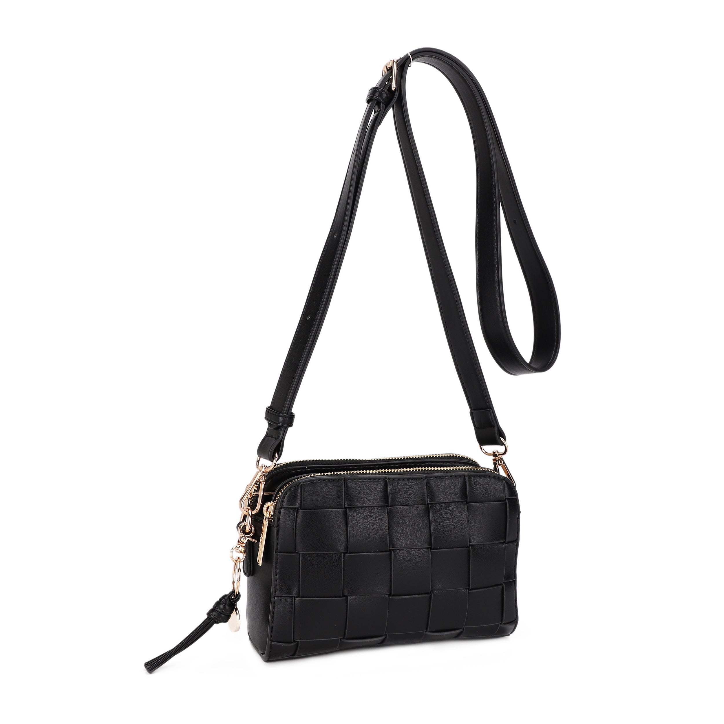 Nora Woven Triple Compartment Crossbody Bag