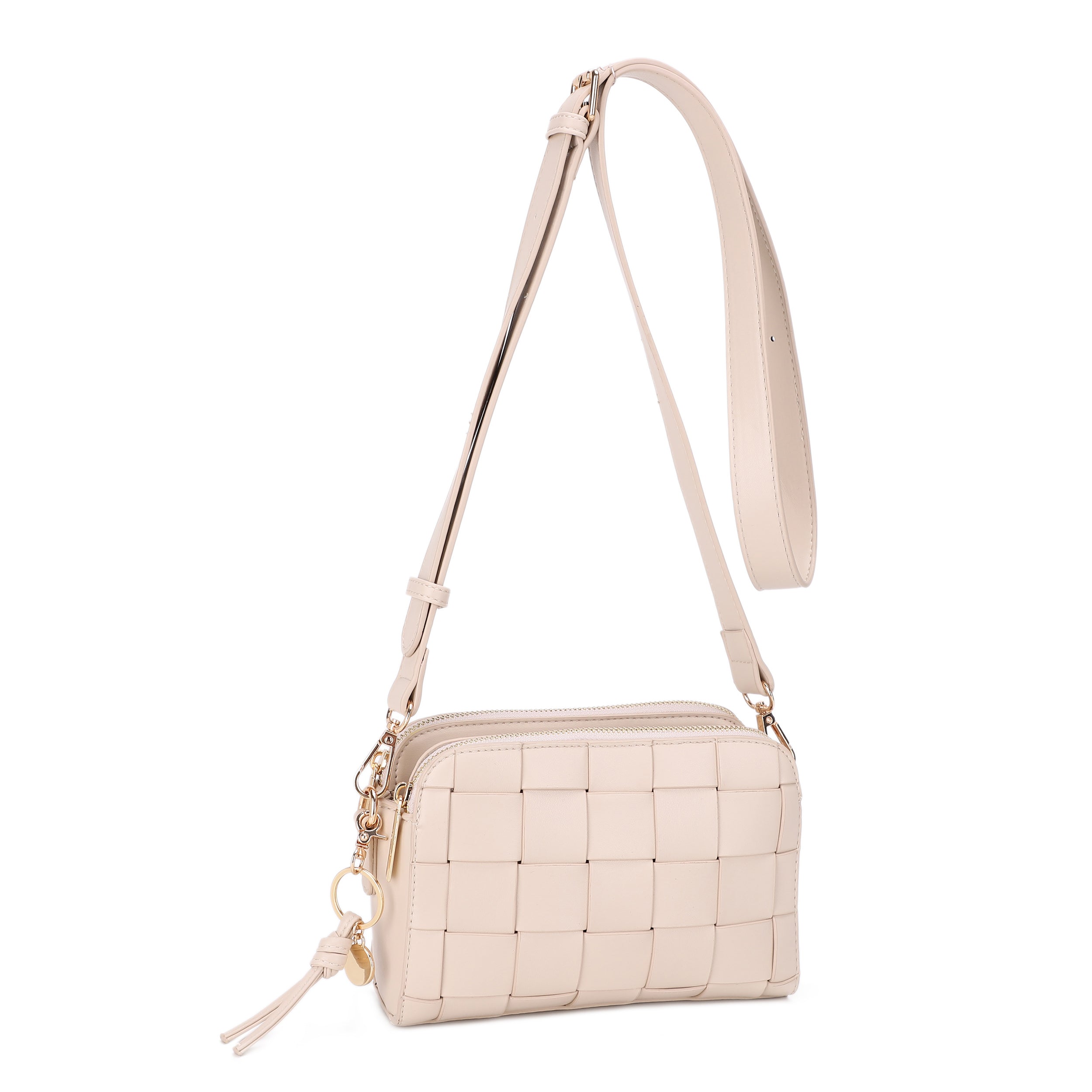 Nora Woven Triple Compartment Crossbody Bag