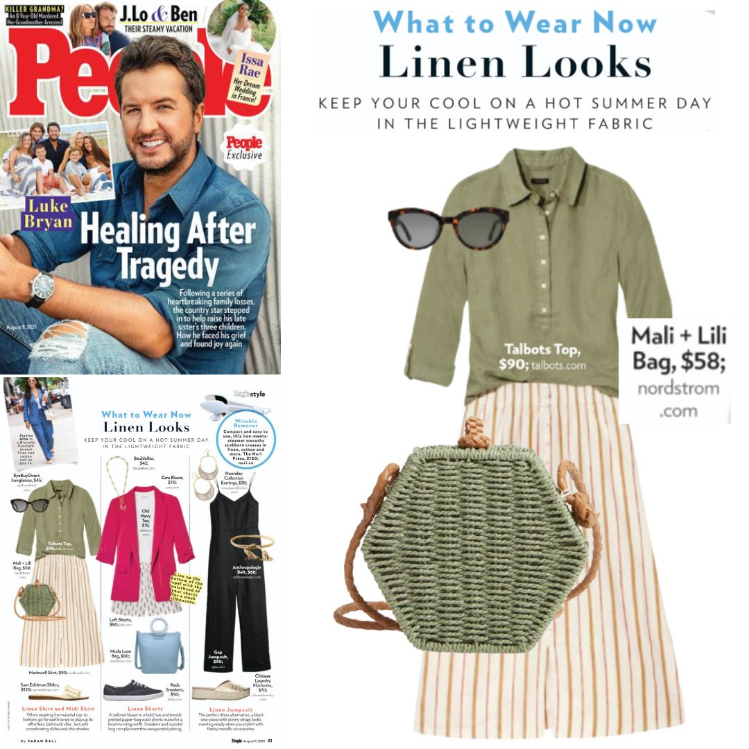 People Magazine, Mali + Lili Straw Bag "What to Wear Now" Aug 9, 2021 issue