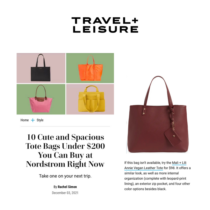 Travel + Leisure features MALI + LILI Annie Organizational Tote