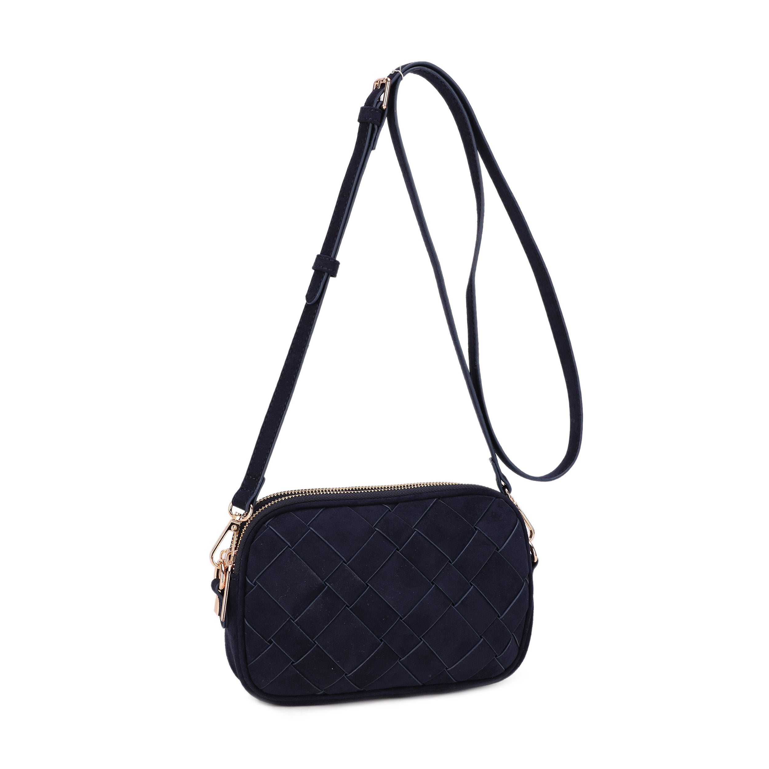 Monica Suede Woven Crossbody Bag