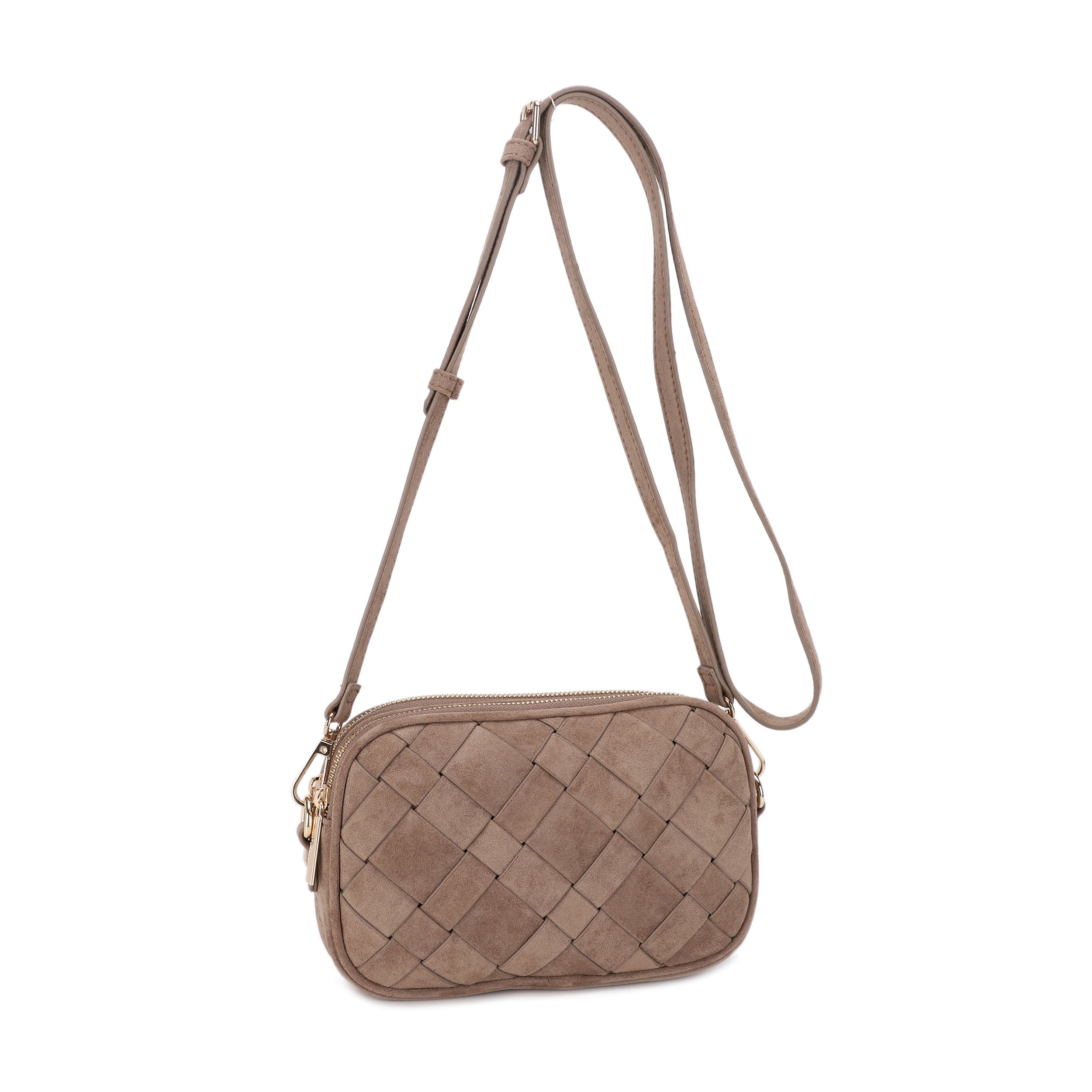 Monica Suede Woven Crossbody Bag