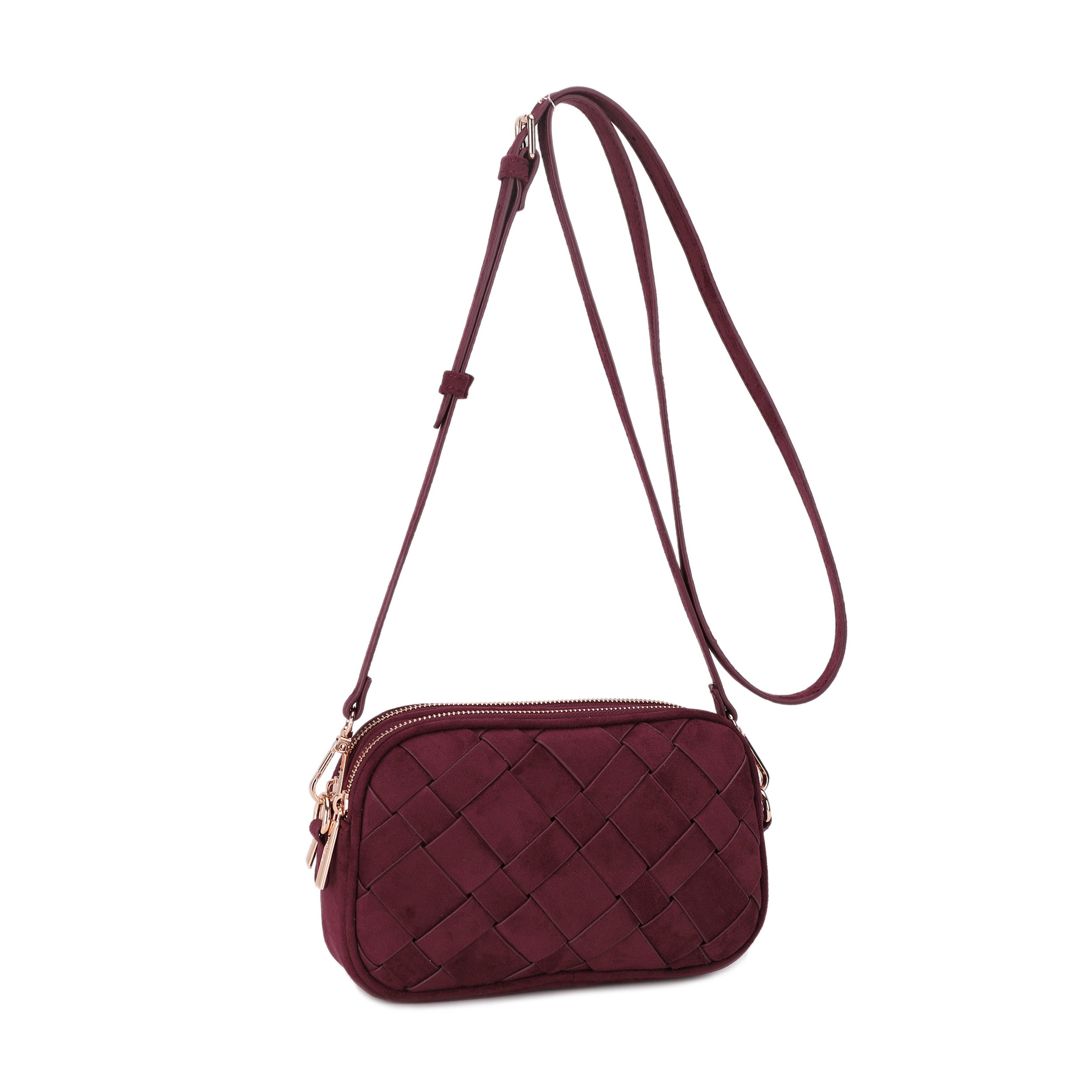 Monica Suede Woven Crossbody Bag
