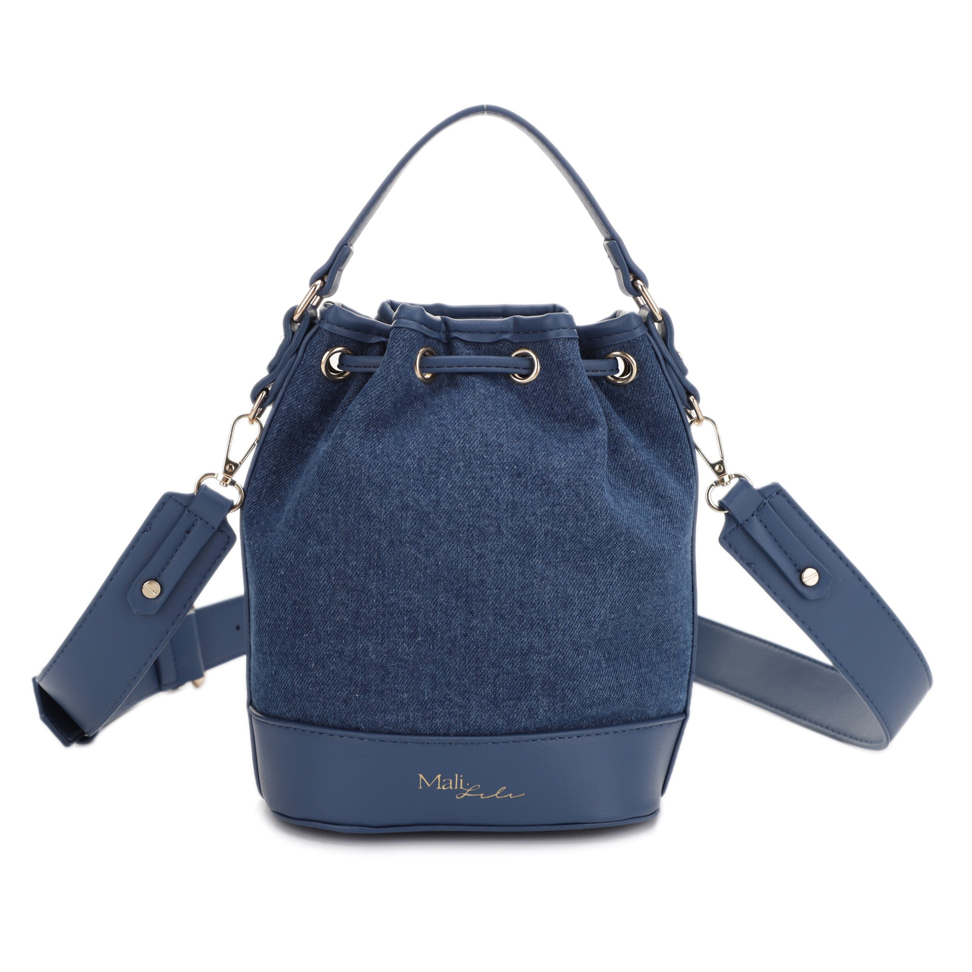 New Trendy Fashion Denim Tassel Blue Color Bucket Bag Women