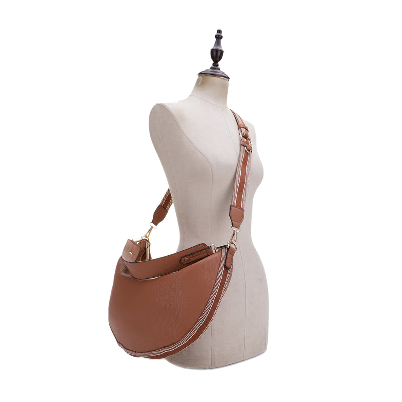 Megan Vegan Leather Hobo Sling with Webbing