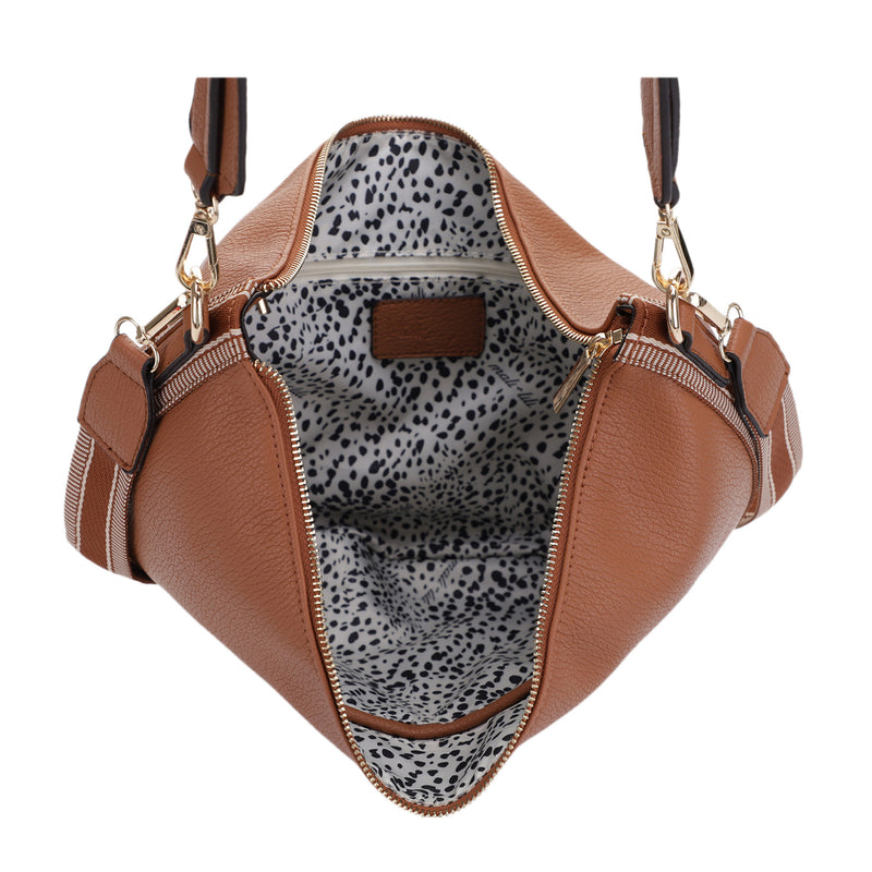 Megan Vegan Leather Hobo Sling with Webbing