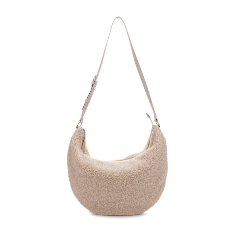 Megan Faux Sherpa Hobo Sling