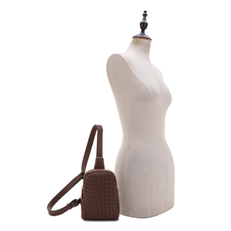 Haley Woven Vegan Leather Sling Bag