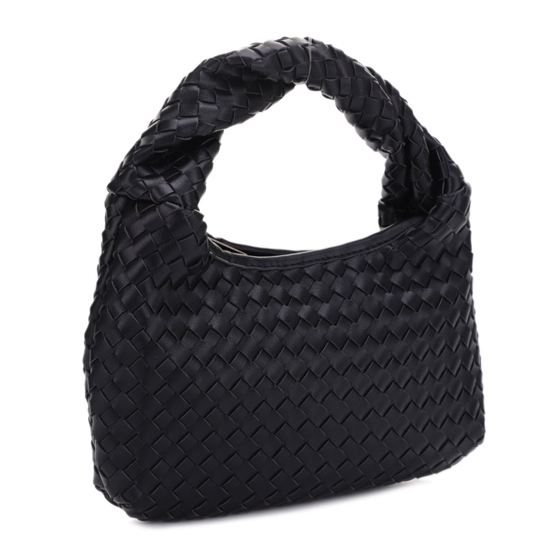 Libby Woven Vegan Leather Twist Handheld Bag