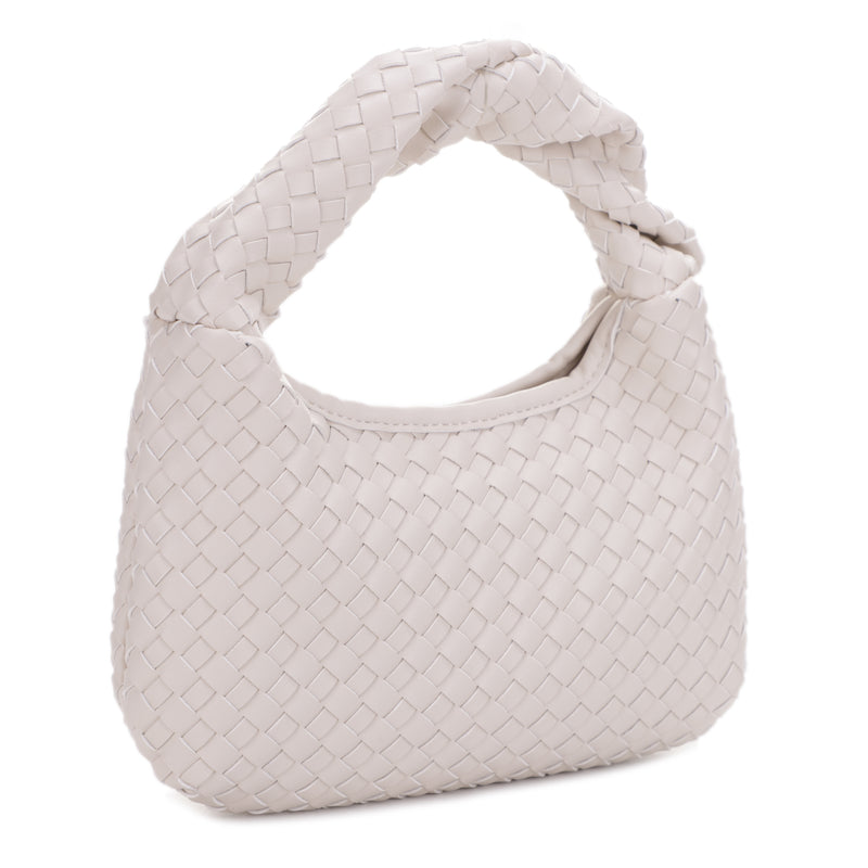 Libby Woven Vegan Leather Twist Handheld Bag