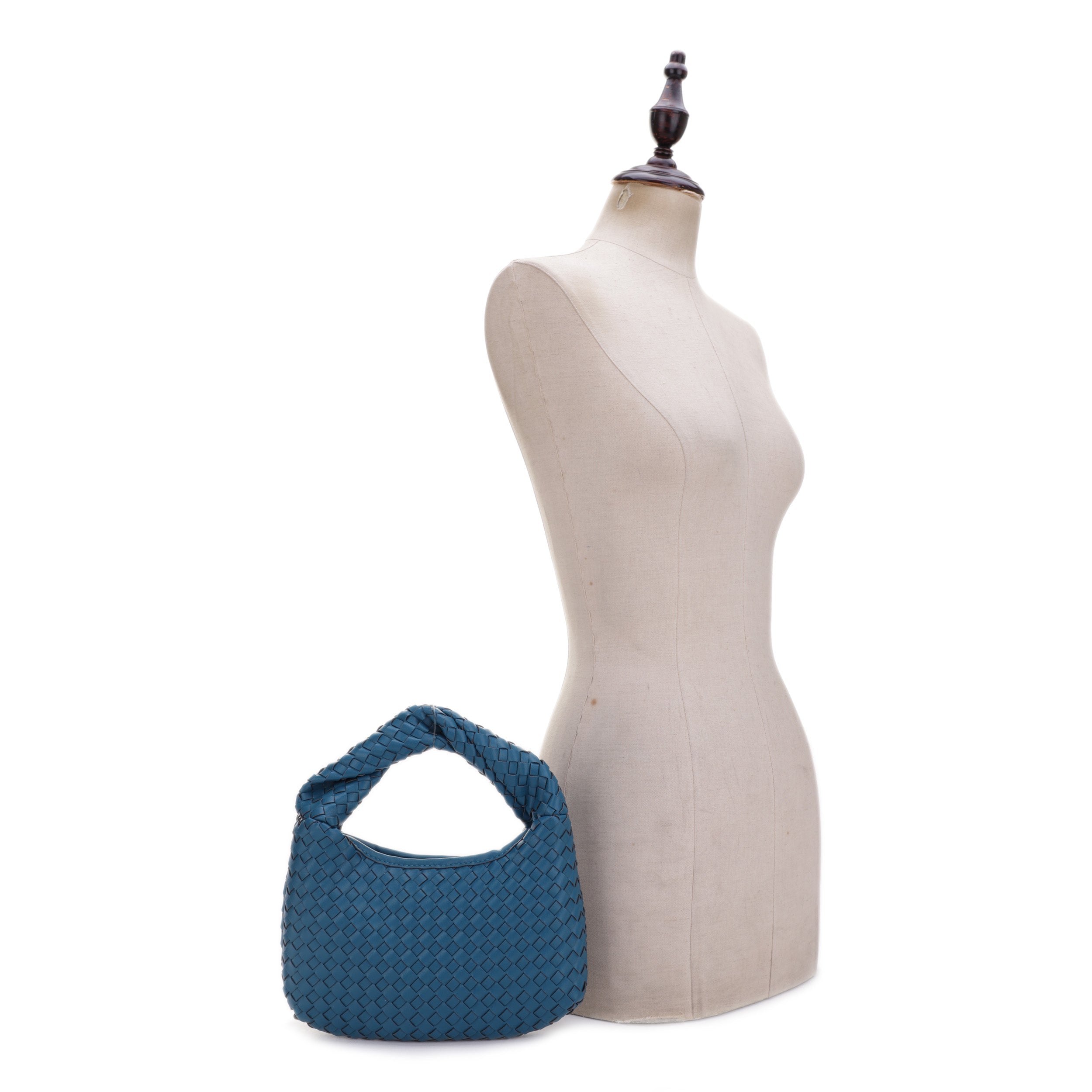 Libby Woven Vegan Leather Twist Handheld Bag