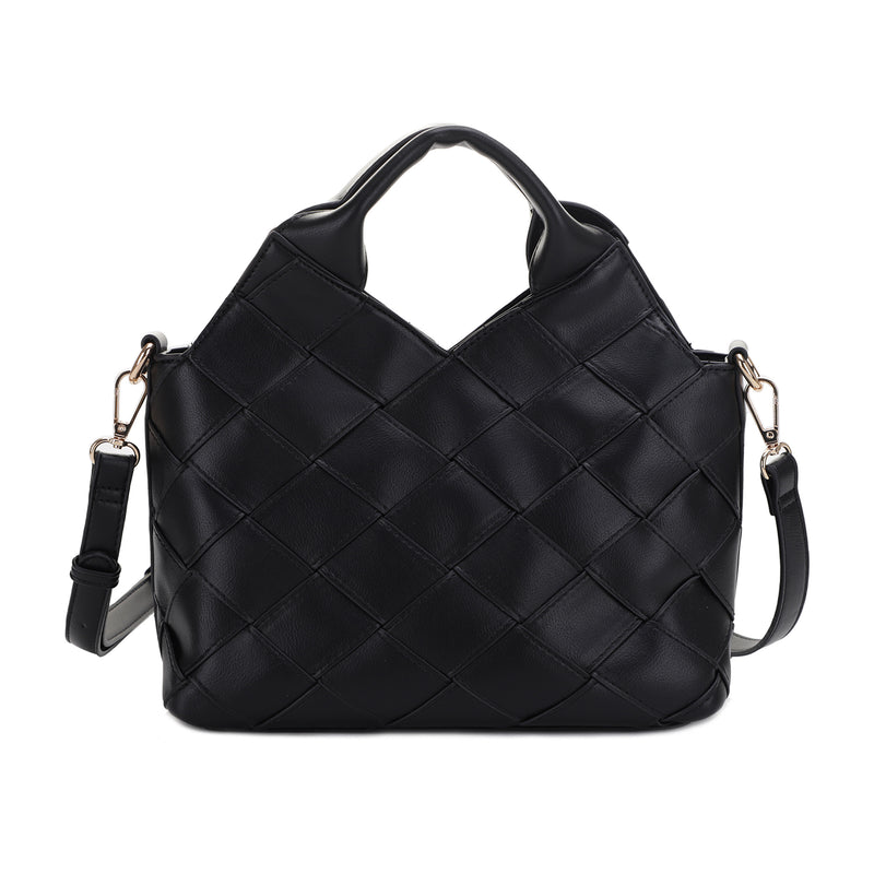 Lucy Woven Vegan Leather Tote Crossbody