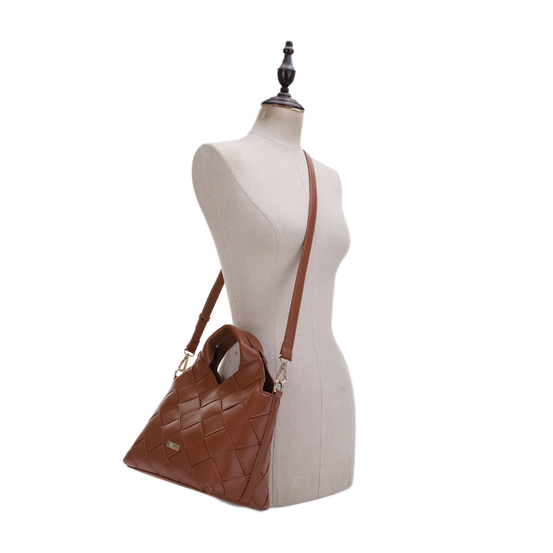 Lucy Woven Vegan Leather Tote Crossbody - online