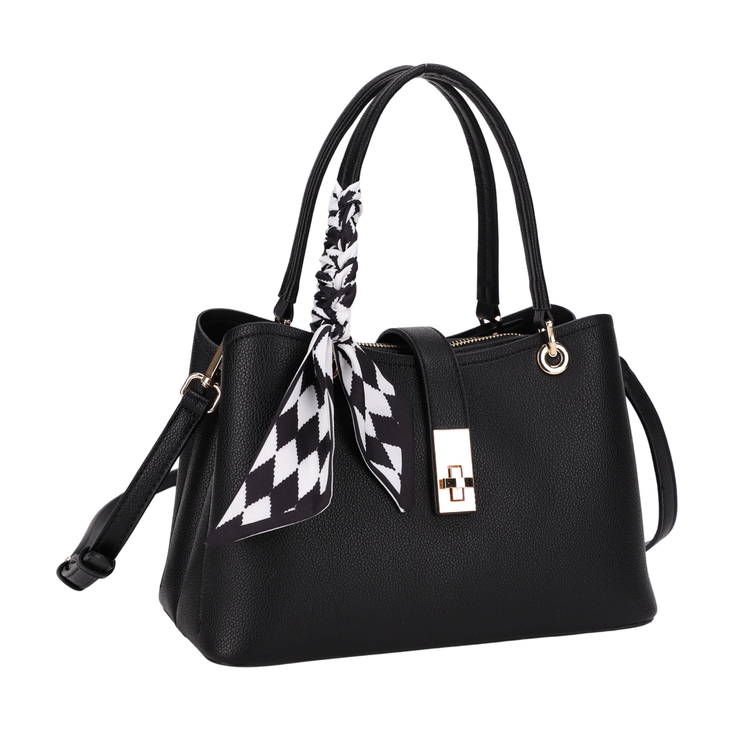 Tanya Twist Lock Satchel with Scarf Tie