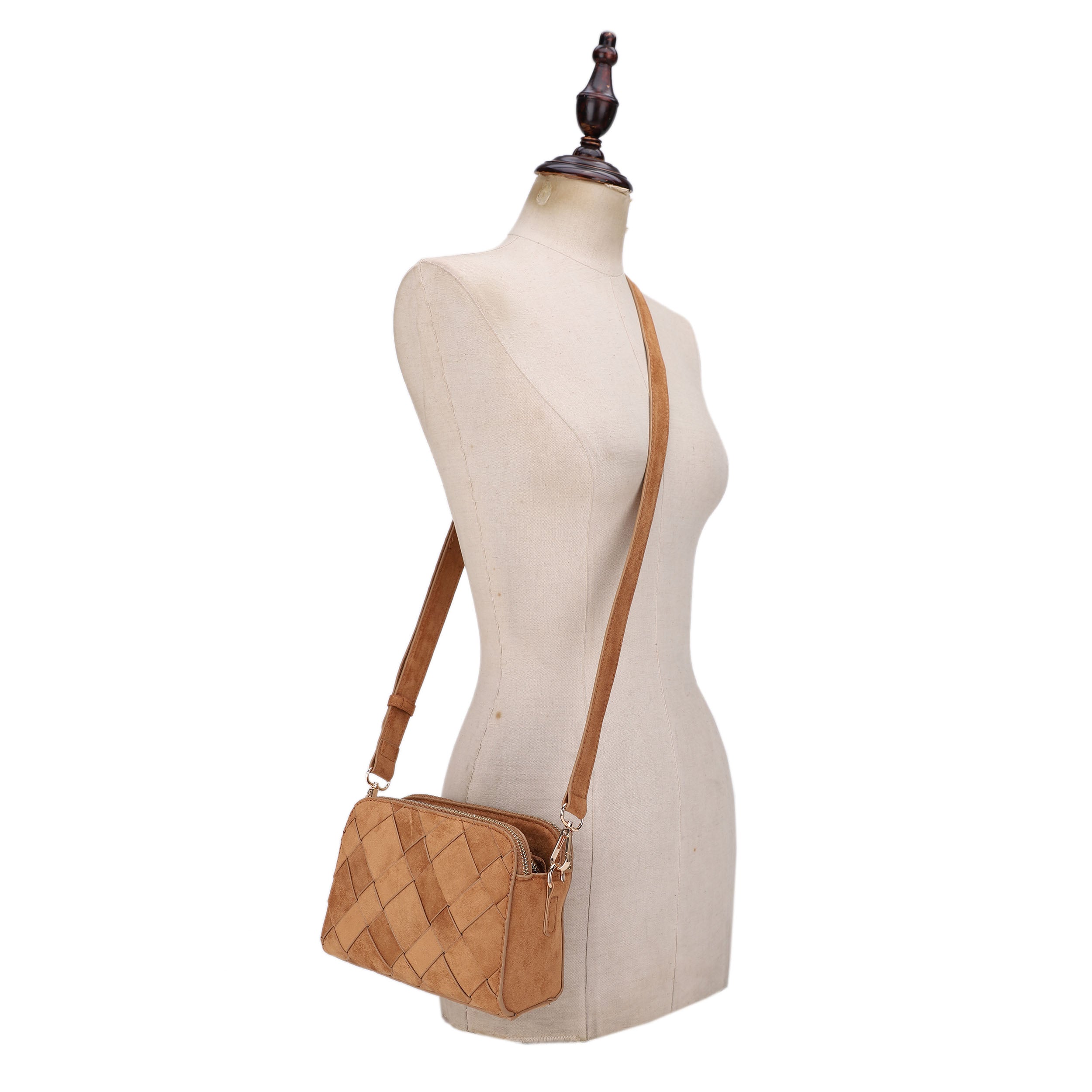 Mai Woven Suede Triple Compartment Crossbody