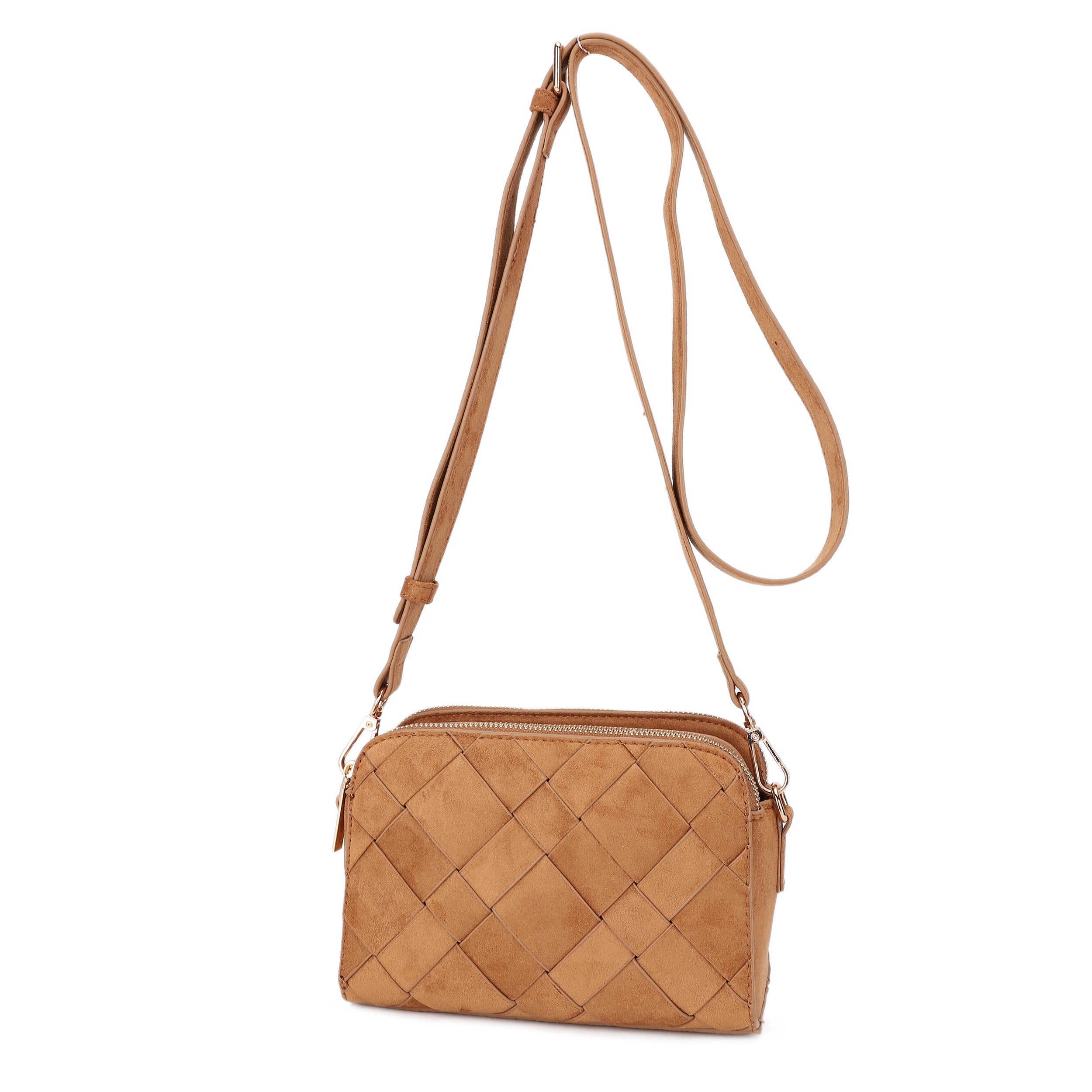 Mai Woven Suede Triple Compartment Crossbody