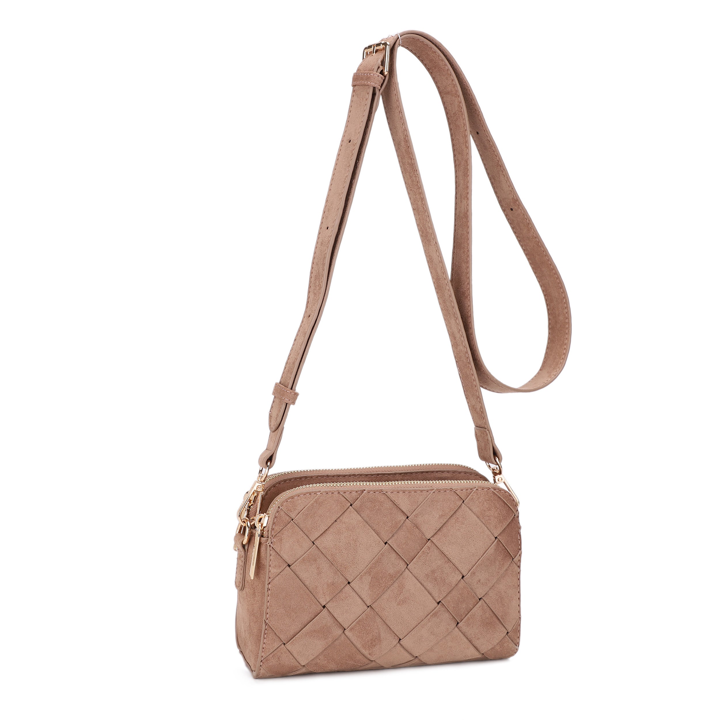 Mai Woven Suede Triple Compartment Crossbody